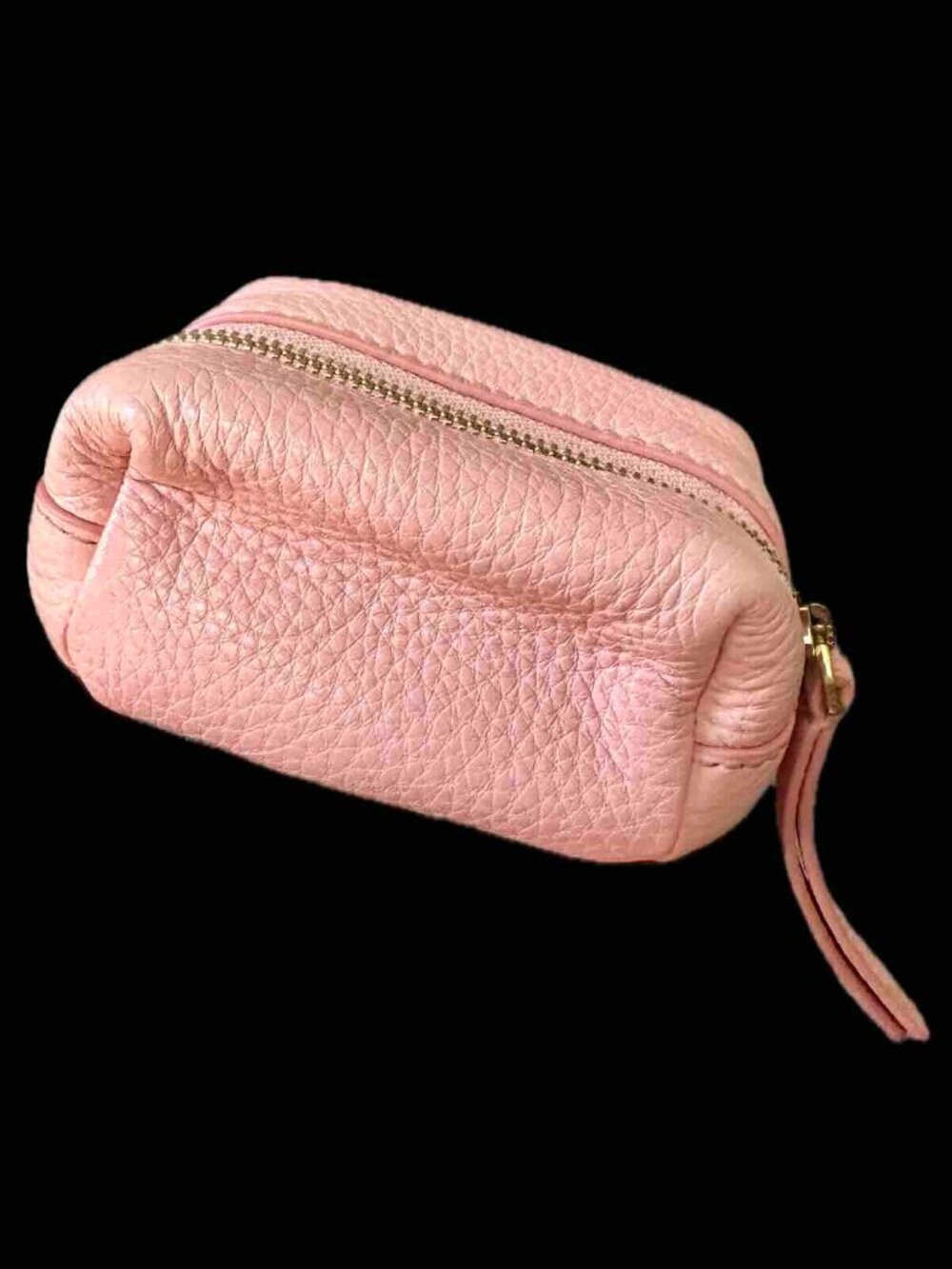 Vera Bradley Mini Cosmetic Pouch pebbled Leather Blush Peach Pink NWOT